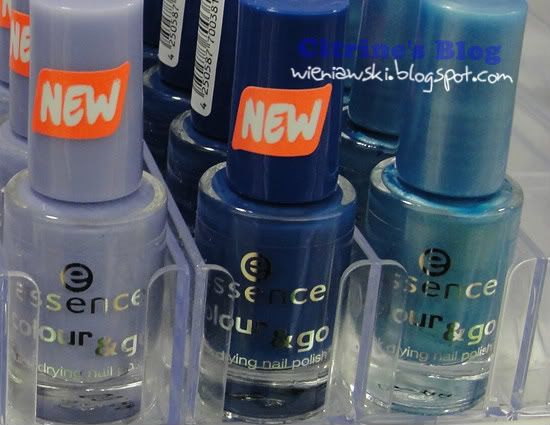 Essence Colour and Go quick drying nail polishes. Shades of blue and purple