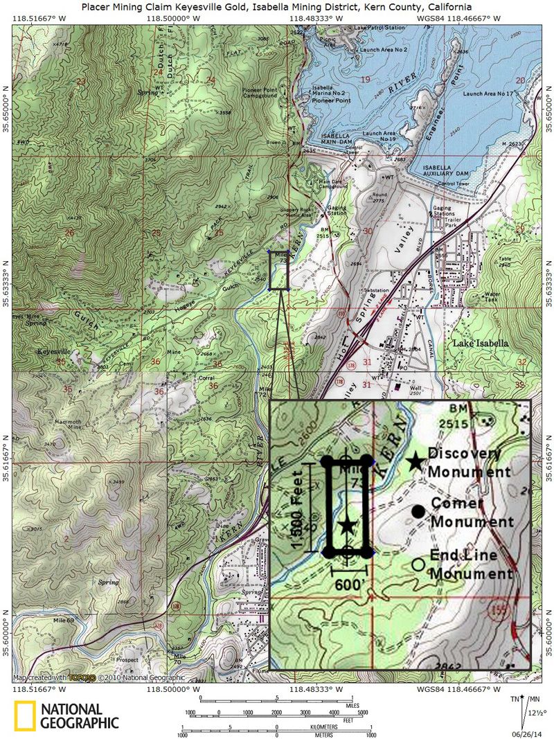 Isabella CA River Gold Mine Kern County Placer Mining Claim Pan Sluice High Bank