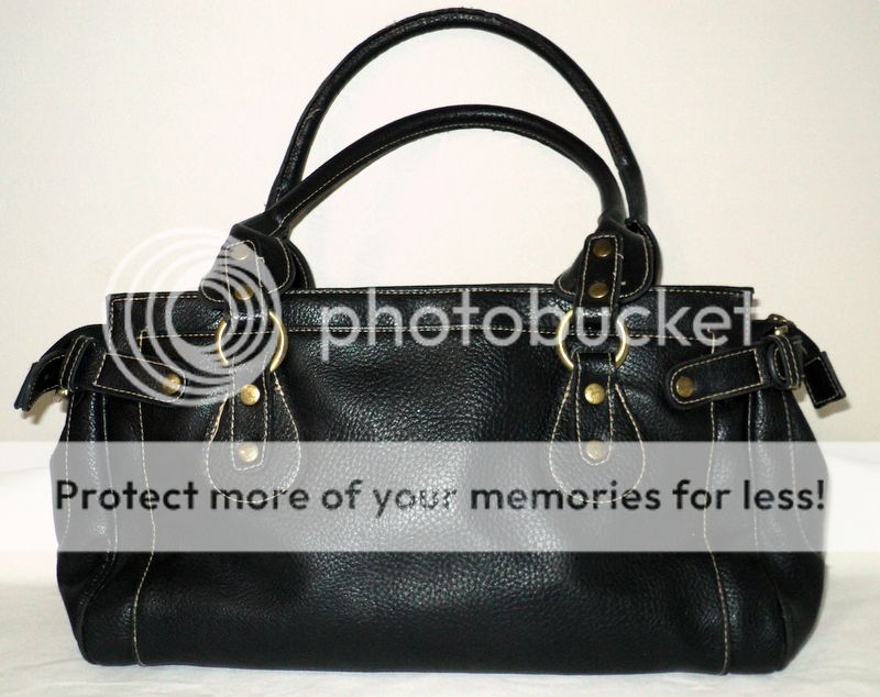 Women's Black PU Leather Shoulder Handbag Purse Side Compartments Medium 15x8