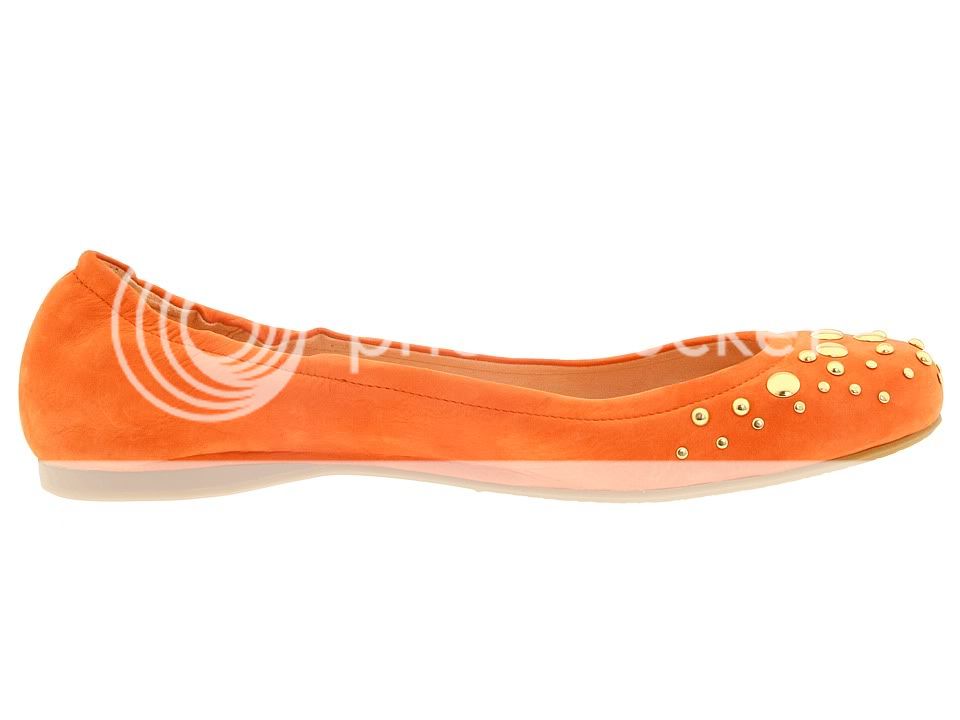   WEITZMAN Dotsalot Suede Orange Gold Studded Ballet Flat 8.5 9 $235